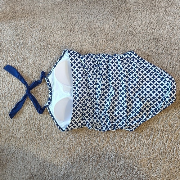 Athena Women's Coastal Geo Print One Piece Swimsuit Blue White NWOT Size 10 - Picture 5 of 16